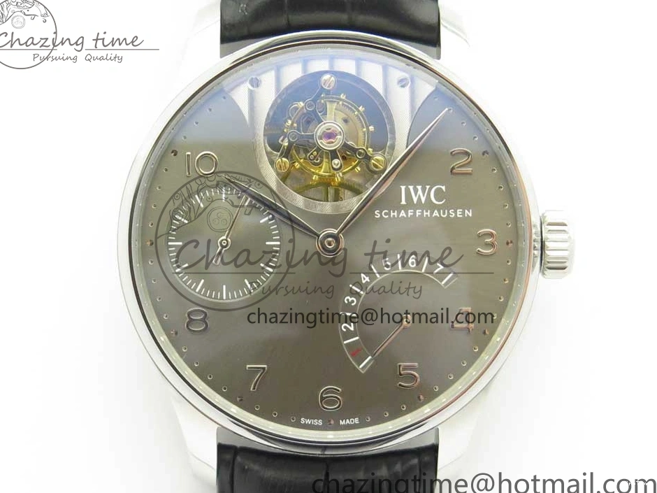 MIROTIME 0106 Portuguese Tourbillon IW5046 SS ZF Best Edition Gray Dial on Black Leather Strap SunProtective 7147